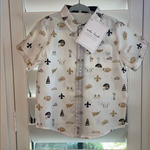 Kids New Orleans Saints Football Patterned Button Down Shirt 4T
